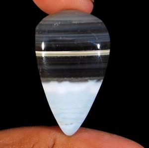 31.CT 100% NATURAL OWYHEE BLUE OPAL PEAR CABOCHON GEMSTONE 33x20x7 MM BJ=0326 - Picture 1 of 6