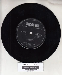 GILBERT O'SULLIVAN Get down 7" 45 rpm vinyl record RARE! + juke box title strip - Picture 1 of 2
