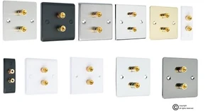 Audio Speaker AV Wall Face Plate 2 Terminal with Binding Posts for Banana Plugs - Imagen 1 de 23