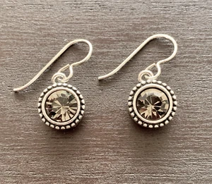 NEW Patricia Locke Silver Tag You’re It Black Diamond Crystal Earrings - USA NWT - Picture 1 of 6