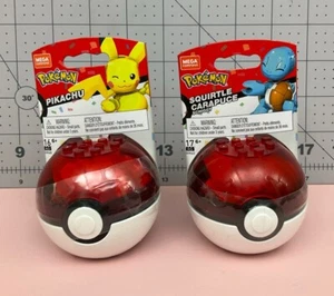 Pokemon Mega Construx Pikachu & Squirtle Building Blok Set Poke-Ball Collectable - Picture 1 of 5