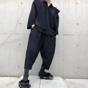 ISSEY MIYAKE HOMME PLISSE Jacket Tops Pants Set Black PLEATS PLEASE Size 1, 2 - Picture 1 of 10