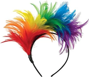 Rainbow Feather Headband Pride Fancy Dress Up Halloween Adult Costume Accessory - Picture 1 of 1