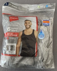 Hanes Jockey 3 piece lot 100% Cotton Men's Tank Tops A-Shirt Gray L 42-44" NWT - Picture 1 of 5