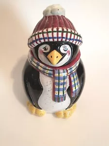 Julie Ueland Pinguin Keksdose Enesco 2000 Winter Urlaub Deko - Bild 1 von 7