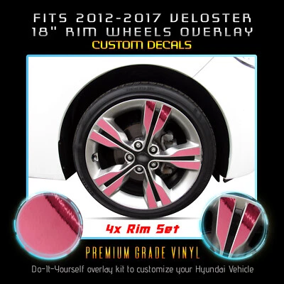 适用于 2012 - 2017 现代 Veloster 18 英寸轮辋 x4 口音贴花 - 铬镜 — 第 1/4 张图片