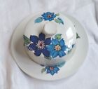 Johnson Bros Snowhite Ironstone Vintage butter dish And Lid Blue Flowers 