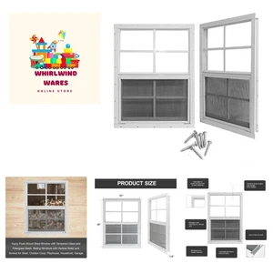 2" x 8" Shed Windows with Tempered Glass and Fiberglass Screen, 2 Pack Small ... - Picture 1 of 8