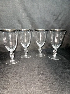 Imperial Glas-Ohio 110 klare EISTEEGLÄSER DREHSTIEL & PLATINRAND (4) - Bild 1 von 7