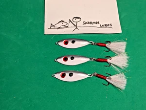 Señuelos de 3 - 3/4 oz SOMBRA losa de pesca fundición jigging cuchara de plomo blanco/cromo - Imagen 1 de 6