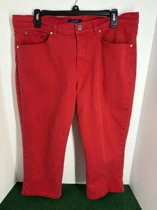 Women’s Chaps Stretch Denim Capri Pants- Size 12-Red - Picture 1 of 17