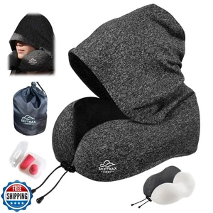 Cuscino da Viaggio con Cappuccio Extra Large per Aereo Voli Lunghi Privacy e Com - Foto 1 di 5
