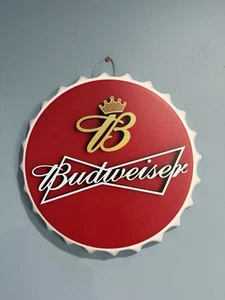Budweiser Kronkorken Aluminium Blechschild - Anheuser Busch - Bier - Knospe - Blech - Bild 1 von 2