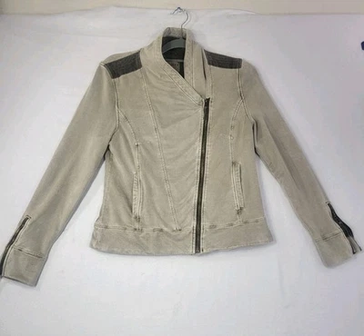 Chaqueta de moto Anthropologie MARRAKECH cremalleras para mujer talla pequeña gris imitación gamuza  Foto 1 de 4