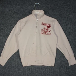 True Vintage 50s 1950s Sweatshirt Winslow Bulldogs Pink Rare 1/4 Zip Sports - Picture 1 of 8