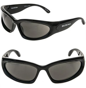 Balenciaga BB0157S SWIFT 0157 Sonnenbrille glänzend schwarz mit Seitenschutz Unisex ovale Maske 001 - Bild 1 von 10