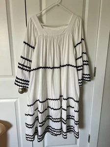 Abito donna Lisa Marie Fernandez RIC Rac manica svasata bianco nero medio boho - Foto 1 di 6