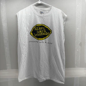 Vintage 90s Mike’s Hard Lemonade Faded Distressed Cut Off T Shirt White XL - Picture 1 of 6