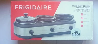 FRIGIDAIRE 3 - 2.5qt Pot Slow Cooker Buffet Server Food Warmer Stainless Steel - Image 1 of 4