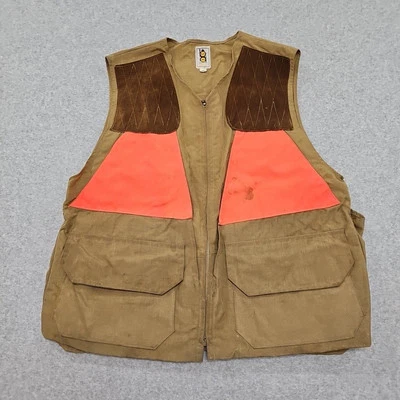 Vintage Bob Allen Hunting Game Vest W Pouch Sz Mens L Brown And Orange - Image 1 of 4
