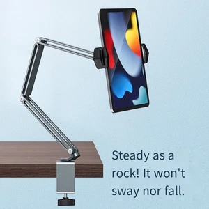 Portable Adjustable Aluminum Tablet Stand 360 Degree Rotation for Bedside Use - Photo 1/14