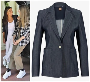 Hugo Boss Blue Denim Effect Jaflera Tailored Blazer Jacket UK10 £289 ASO Letizia - Picture 1 of 13