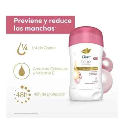 3 x Dove Tono Uniforme Whitening Deodorant Barra 48h AntiPerspirant 45g - Image 1 of 4