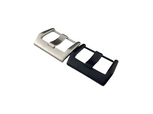 24 mm silber/schwarz Edelstahl Pin Schnalle passend für BELL & ROSS Armband Uhren - Bild 1 von 7