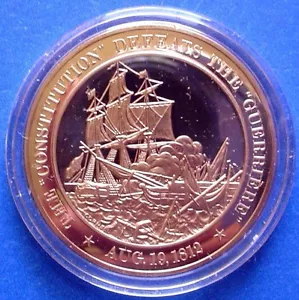 Krieg von 1812 MARINESCHIFF Verfassung besiegt Guerriere Franklin Mint Bronzemedaille - Bild 1 von 7