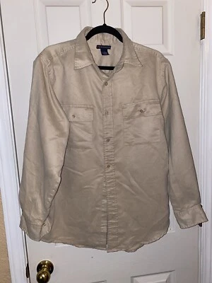 Knightsbridge Mens S SMALL Soft Faux Suede Tan Long Sleeve Shirt Button Down Fit - Image 1 of 4