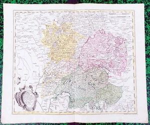 XVIII ème - France & Suisse Carte par Leonhard Euler 42,7 x 35,6 Editée en 1750 - Picture 1 of 2