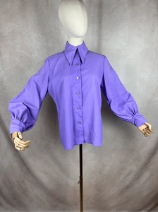 Pugnale vintage anni 70 top manica vescovo mod MCM taglie forti grande discoteca viola - Foto 1 di 9