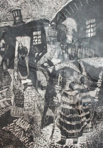 1992 Abstrakter Druck Dorffiguren signiert - Bild 1 von 11