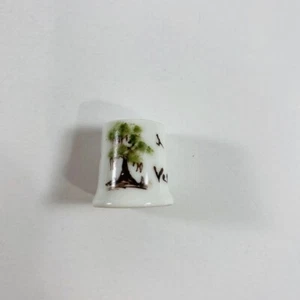Thimble Enamel Vermilionville 1991 White With Cypress Tree Lafayette Louisiana - Picture 1 of 5