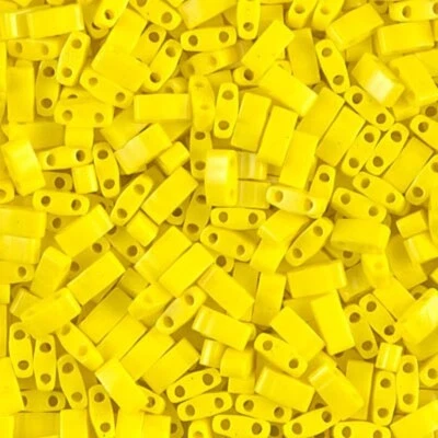 Miyuki Half Tila Beads 2 Hole Rectangle Seed Beads 2.3 x 5mm 7.8GM Opaque Yellow - Image 1 of 3
