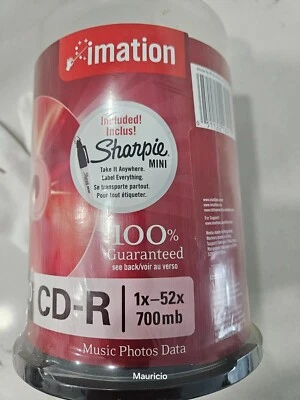 Blank CD Discs Imation 100 Discs CD-R 1x-52x 700mb Music Photos Data NEW SEALED - Image 1 of 4
