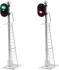 2Pcs Model Railroad Train Signals 2-Lights Block Signal 1:43 O Scale 12V Green-R