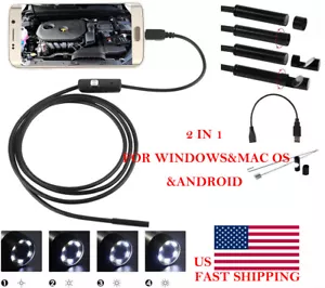 USB Endoscope Borescope 6 LED Waterproof Snake Camera For Mac OS Android Windows - Picture 1 of 10
