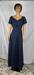 Marineblaues festliches Kleid volle Länge Übergröße 26 Satin Akzent Brautjungfer Abschlussball - Bild 1 von 3