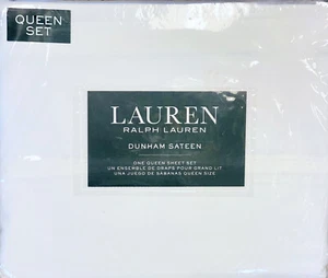 NEW Ralph Lauren QUEEN SIZE Sheet Set - dunham sateen white (COTTON) - Picture 1 of 4