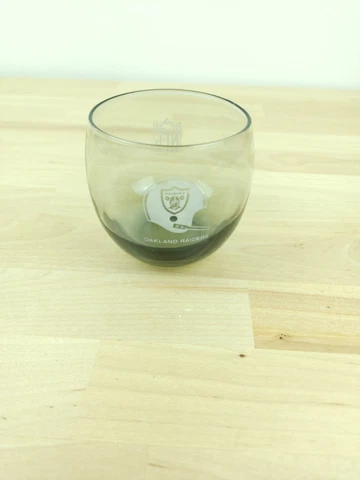 Vintage 1970's Oakland Raiders Smoked Glass NFL Tumbler Whiskey Glass Cover