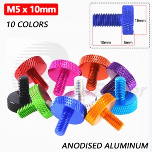 M5 x 10mm Flat Knurled Thumb Screw Hand Grip Bolt Aluminum Anodised 10 Color D16 - Picture 1 of 19