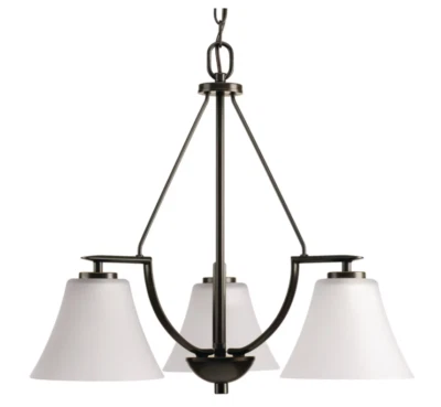 Progress Lighting P4621-20W Bravo 3 Light Chandelier 23" Antique Bronze Glass - Image 1 of 2