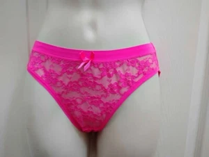Mamia Women's Panties LARGE Sexy Fuchsia Pink LACE Sheer Bikini #LP7927LK1 - Picture 1 of 7