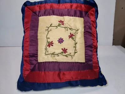 Satin Polyester Decorative Throw Pillow 14" Pleated Vibrant Multi-colored - Image 1 of 4