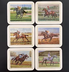 Set of 6 JASON COASTERS in Box FAMOUS THOROUGHBREDS Horses Jockeys Derby - Picture 1 of 7