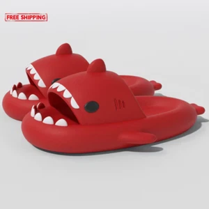 New Thick Bottom Shark Slippers Unisex Fashion Platform Shark Beach Shoes Summer - Picture 1 of 22