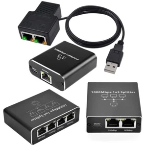 RJ45 Gigabit Ethernet Splitter 1000Mbps LAN Network Internet 1 to 2 3 4 Adapter - Picture 1 of 14