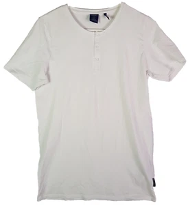 Springfield Henley Shirt Mens S White Slim Fit Button Collar Cotton Crew Tee - Foto 1 di 10