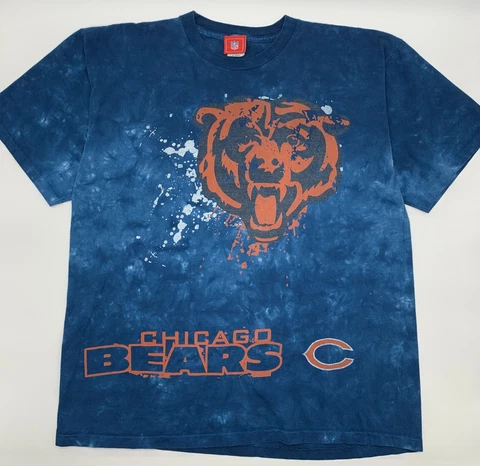 Vintage Chicago Bears NFL Mens T-Shirt Blue Tie Dye Single Stitch Size XL NFL Cover